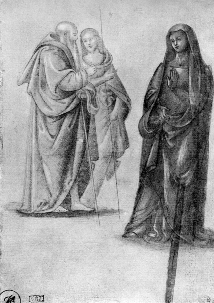 Detail of Studies of saints, attributed to Orcagna by Andrea Orcagna