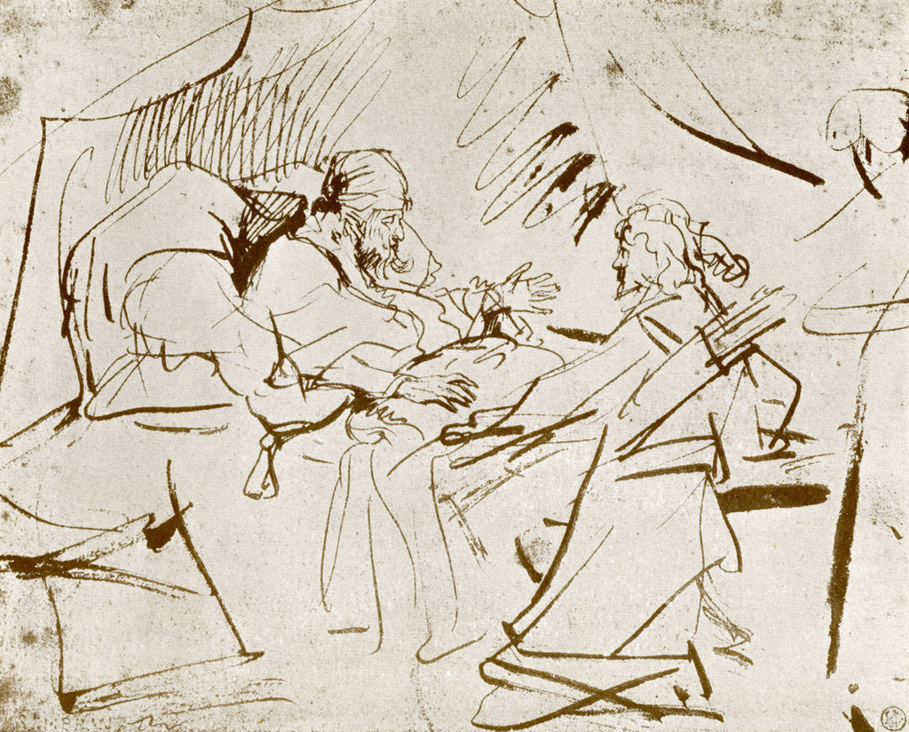 Detail of Jacob at Isaac's Bedside by Rembrandt Harmensz van Rijn