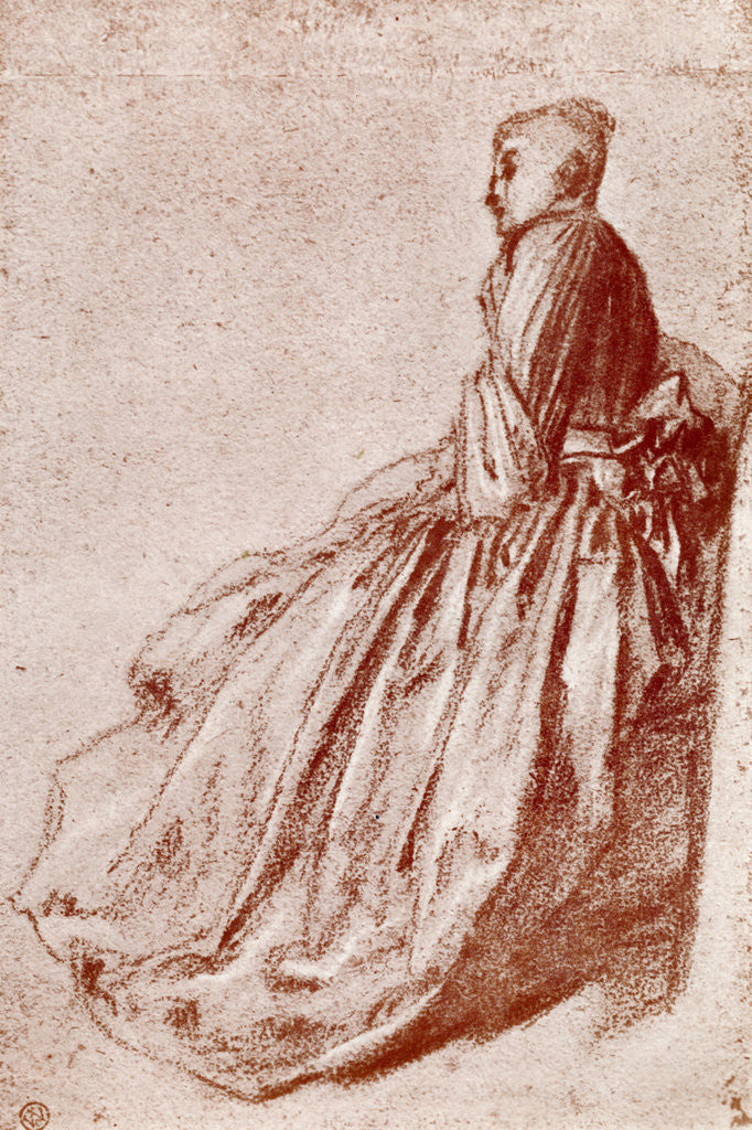 Detail of Study of a young woman by Jean-Antoine Watteau
