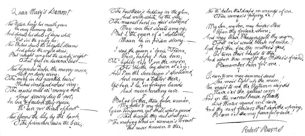 Detail of Queen Mary's Lament, poem in the handwriting of Robert Burns by Robert Burns