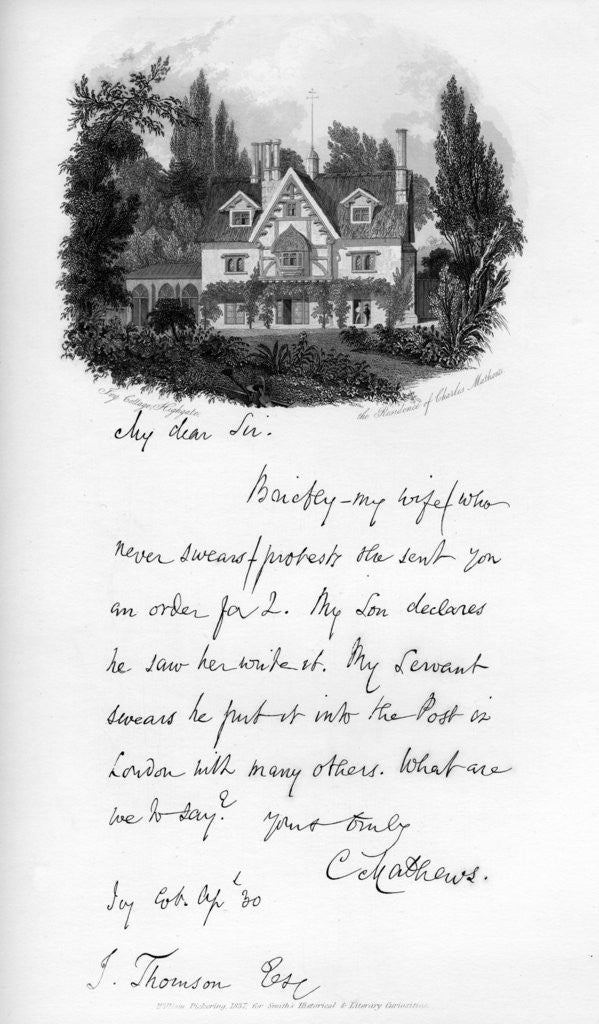Detail of Ivy Cottage, Highgate, residence of Charles Mathews by Anonymous