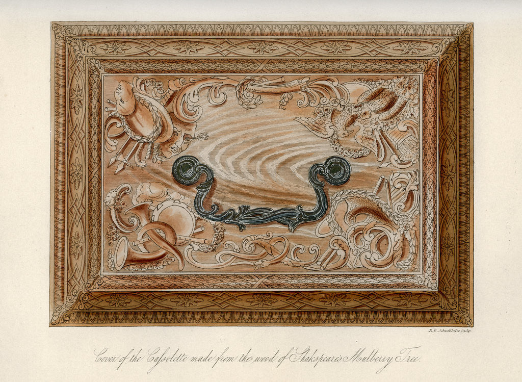 Detail of Carved cassolette made from the wood of Shakespeare's mulberry tree by Robert Blemmell Schnebbelie