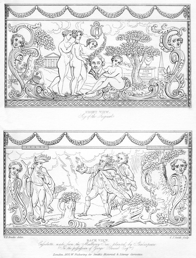 Detail of Carved cassolette made from the wood of Shakespeare's mulberry tree by C J Smith