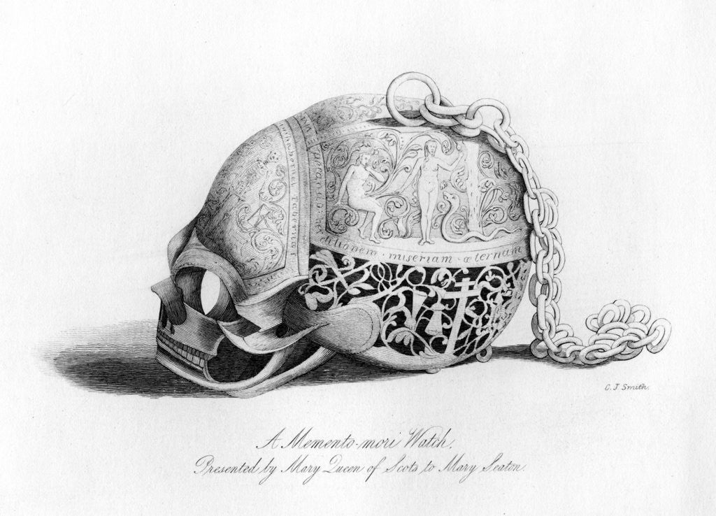 Detail of Memento-Mori watch presented by Mary Queen of Scots to Mary Seaton by C J Smith