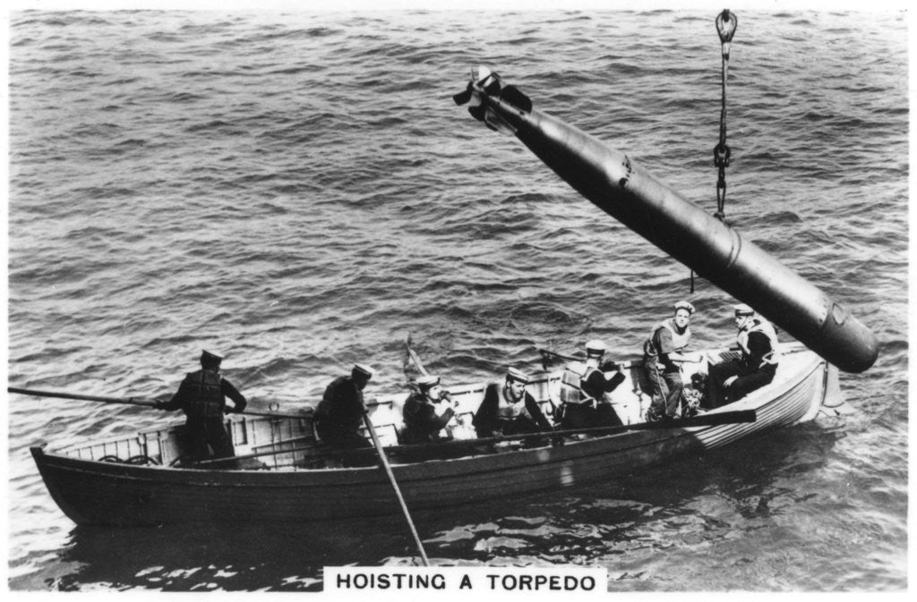 Detail of Hoisting a torpedo, HMS Courageous by Anonymous