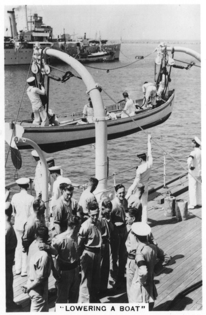 Detail of Lowering a boat, HMS Devonshire by Anonymous