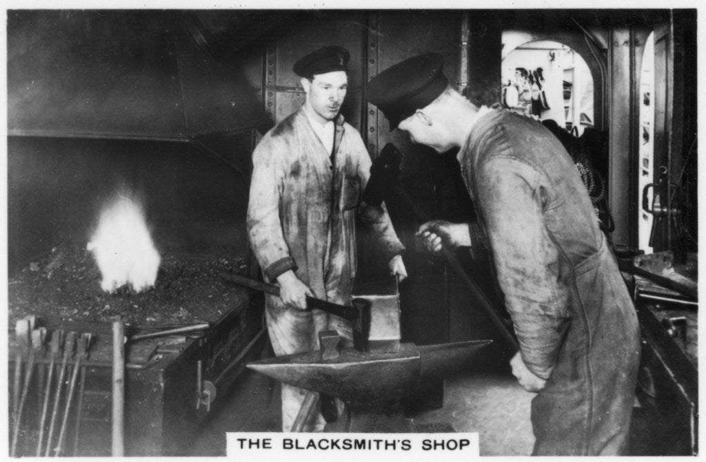 Detail of The blacksmith's shop on board the battleship HMS Nelson by Anonymous