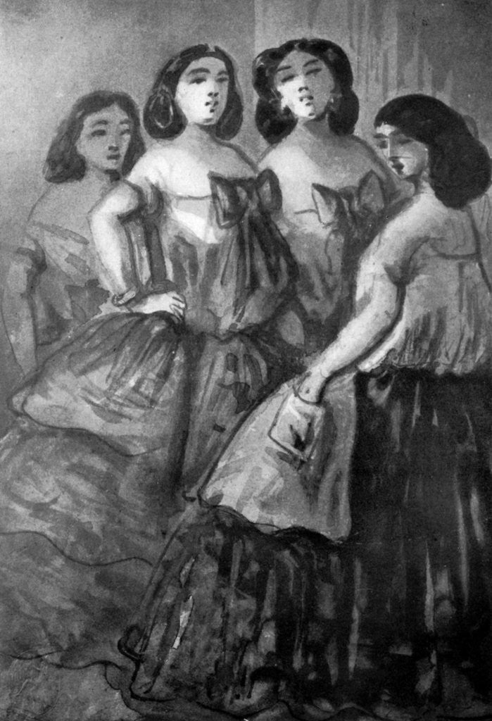 Detail of Four Girls by Constantin Guys