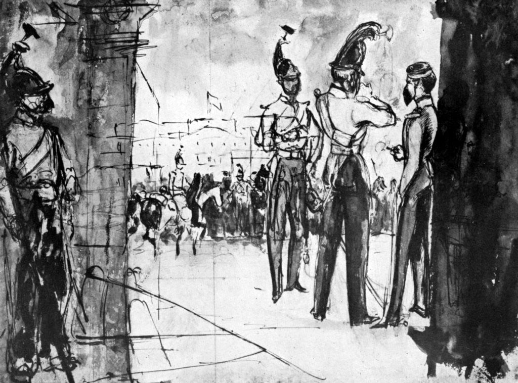 Detail of Group of Soldiers by Constantin Guys