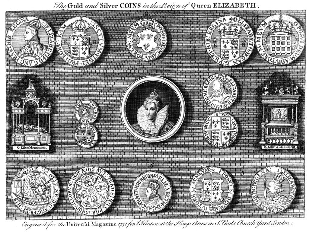 Detail of The gold and silver coins in the reign of Queen Elizabeth by Eldridge