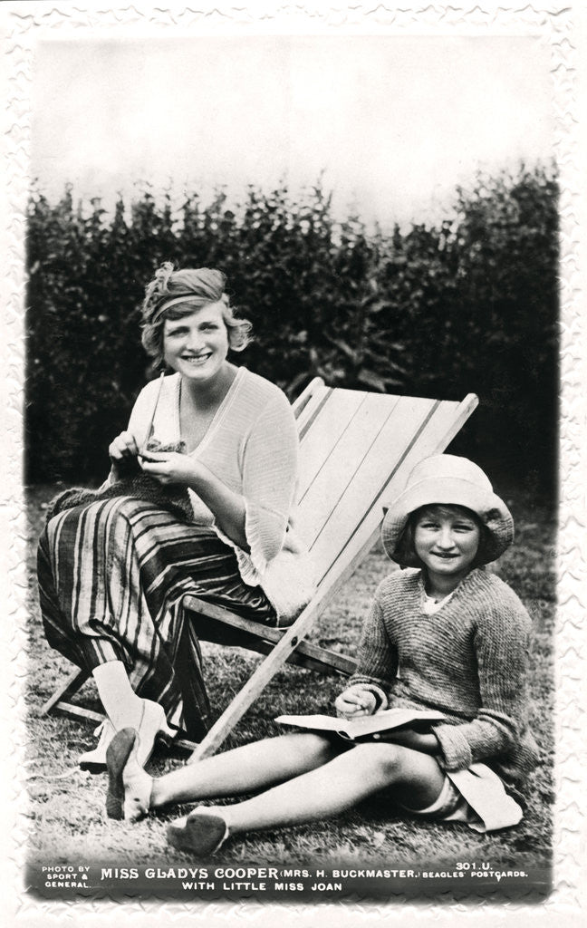 Detail of Gladys Cooper (1888-1971), English actress, with her daughter Joan by Sport & General