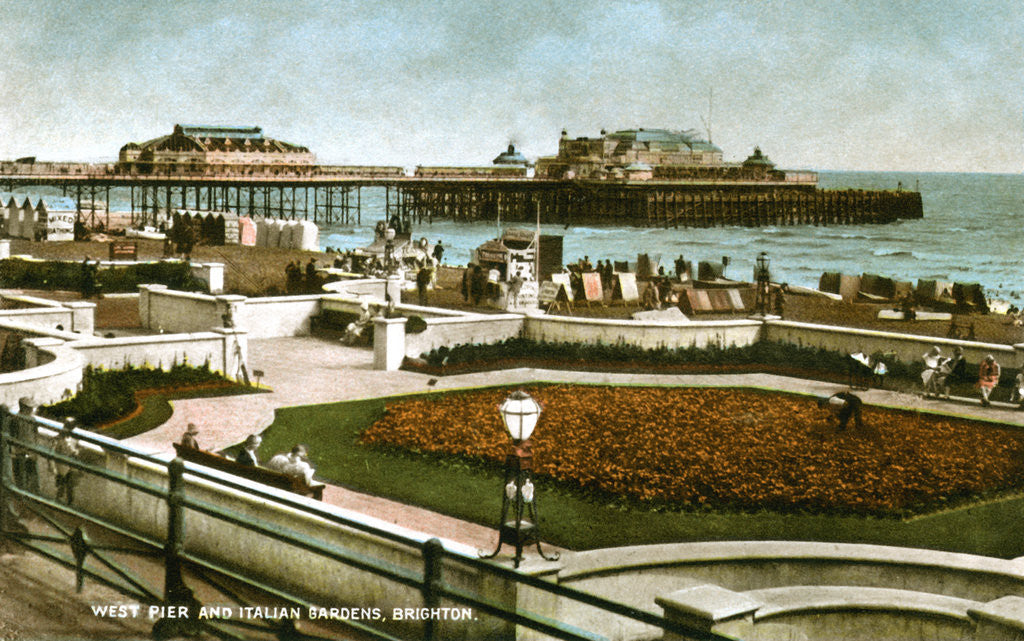 Detail of West Pier and Italian Gardens, Brighton, Sussex by Anonymous