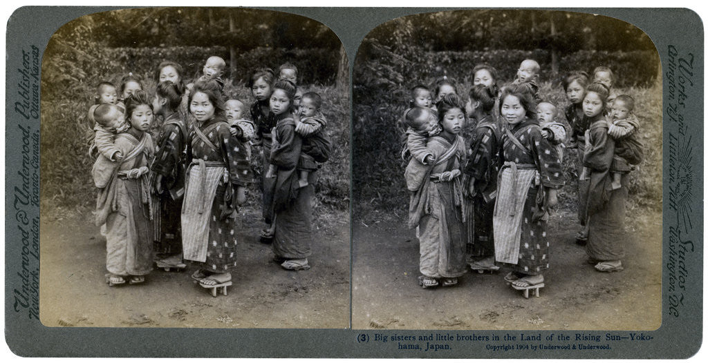 Detail of Big sisters and little brothers in the Land of the Rising Sun by Underwood & Underwood
