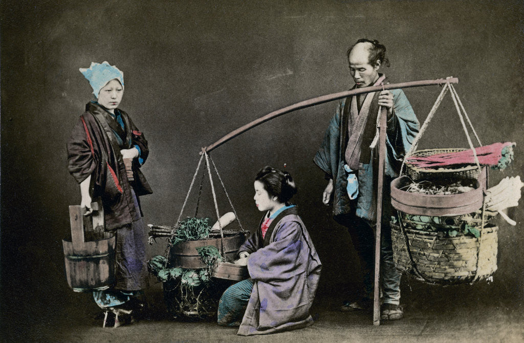 Detail of Vegetable pedlar, Japan by Felice Beato