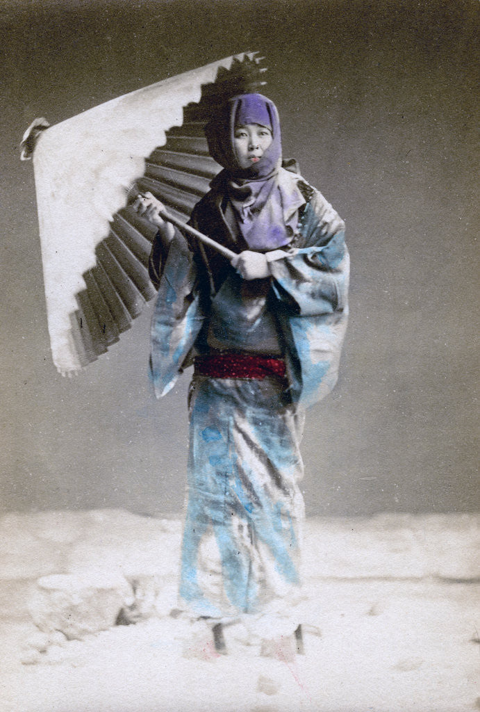 Detail of Museme, woman in winter costume, Japan by Felice Beato