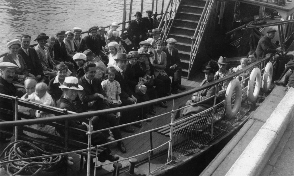Detail of Passengers on board a boat, Bournemouth, Dorset by Anonymous