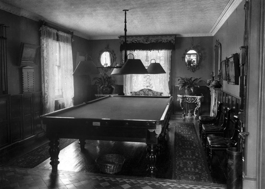 Detail of Edwardian room with snooker table by Anonymous