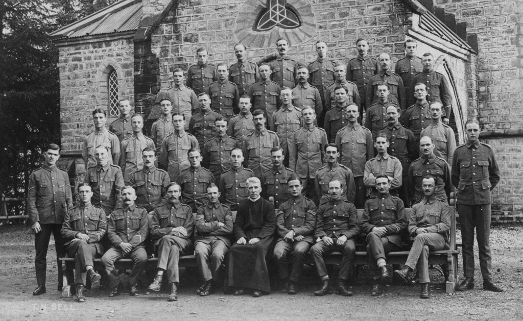 Detail of British troops outside the garrison church, Chakrata by Anonymous