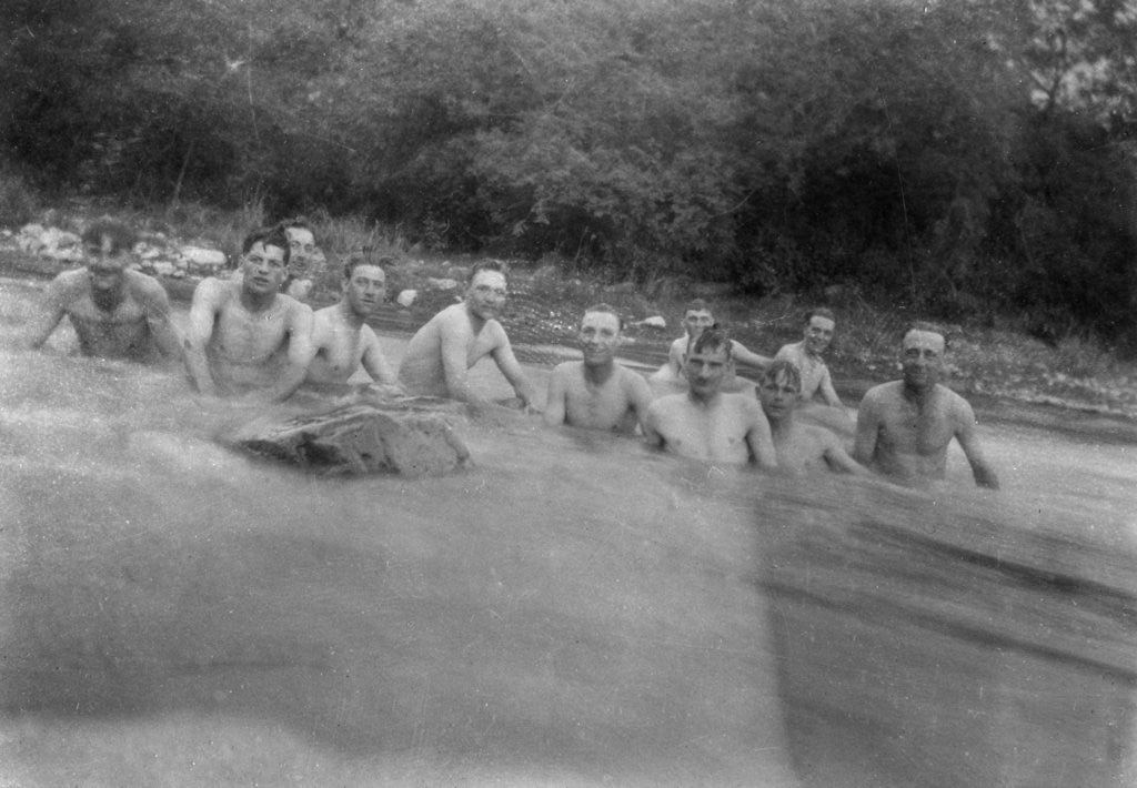Detail of British soldiers washing in a mountain stream, Kalsi, India by Anonymous