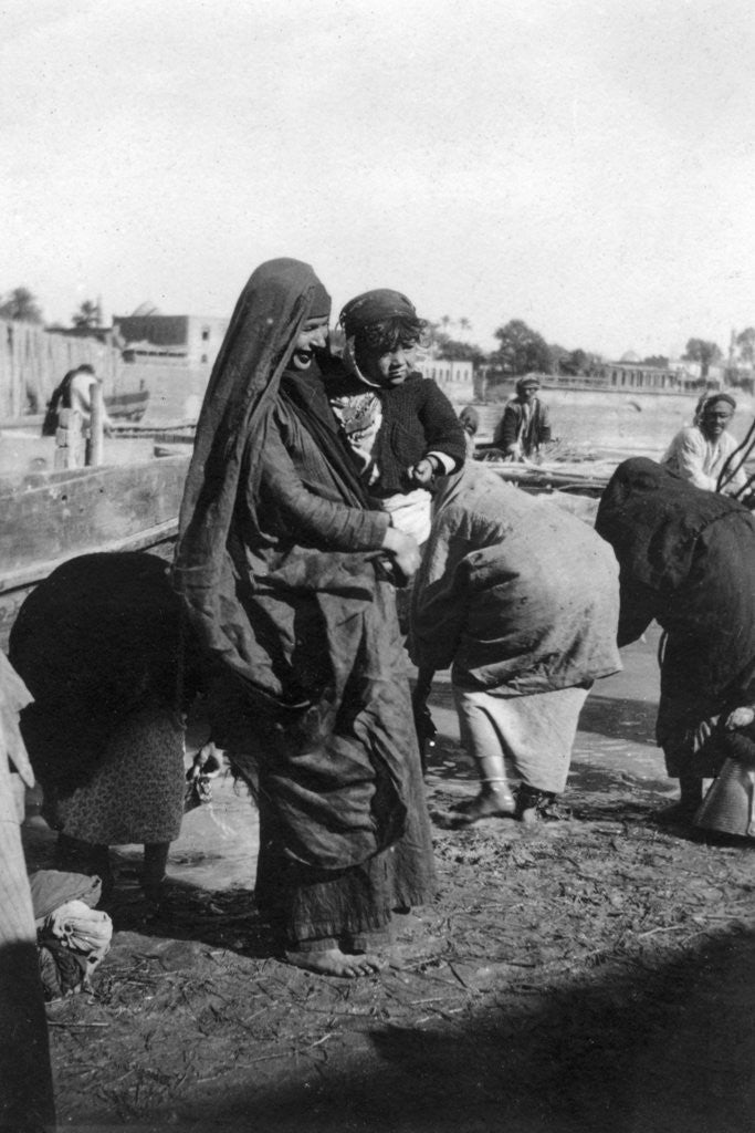 Detail of Women collecting water at on the Tigris River, Baghdad, Iraq by Anonymous