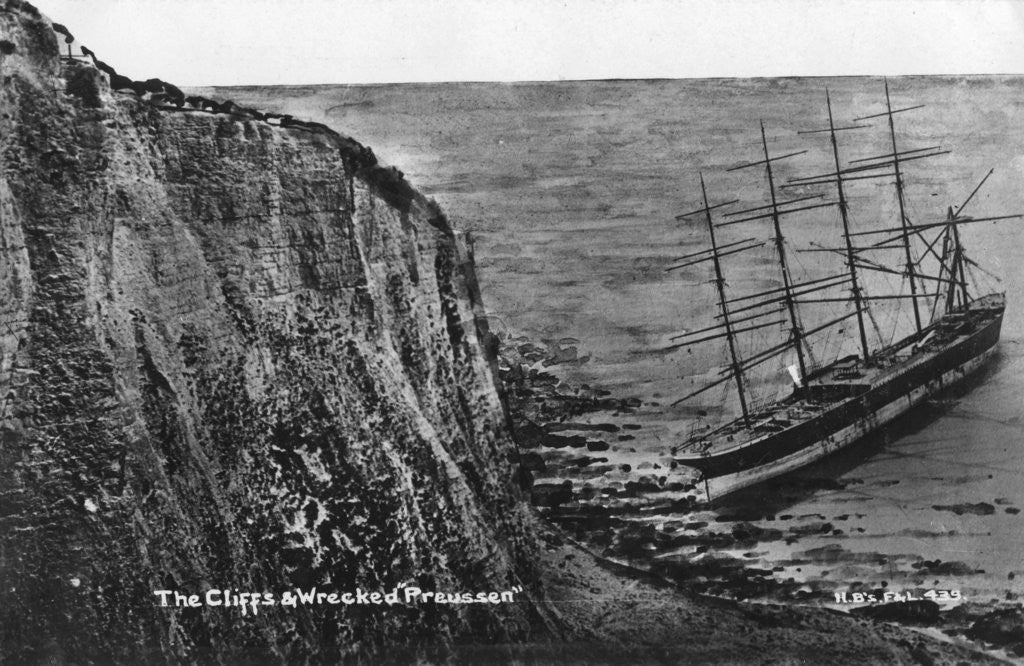 Detail of The cliffs and wrecked 'Preussen', Dover by Anonymous
