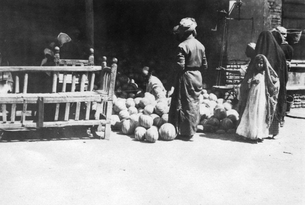Detail of Fruit stall, Baghdad, Mesopotamia, WWI by Anonymous
