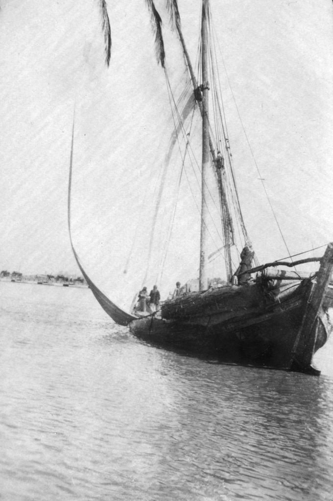 Detail of Boat setting sail on the River Tigris, Mesopotamia by Anonymous