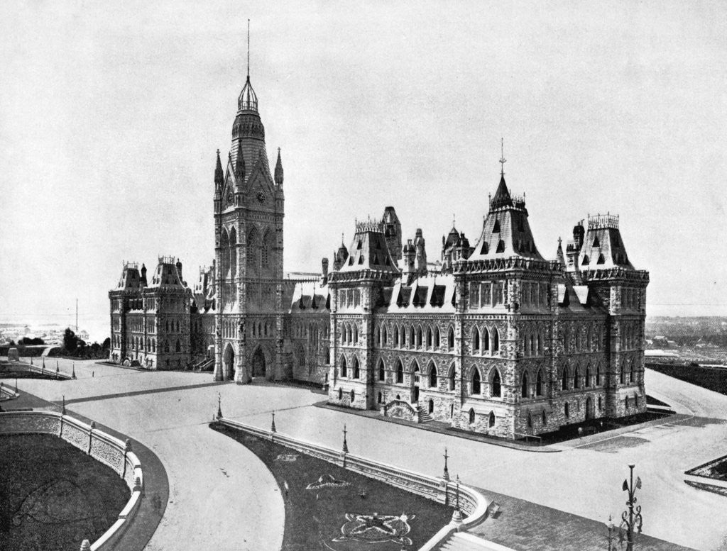 Detail of Houses of Parliament, Ottawa, Canada by John L Stoddard