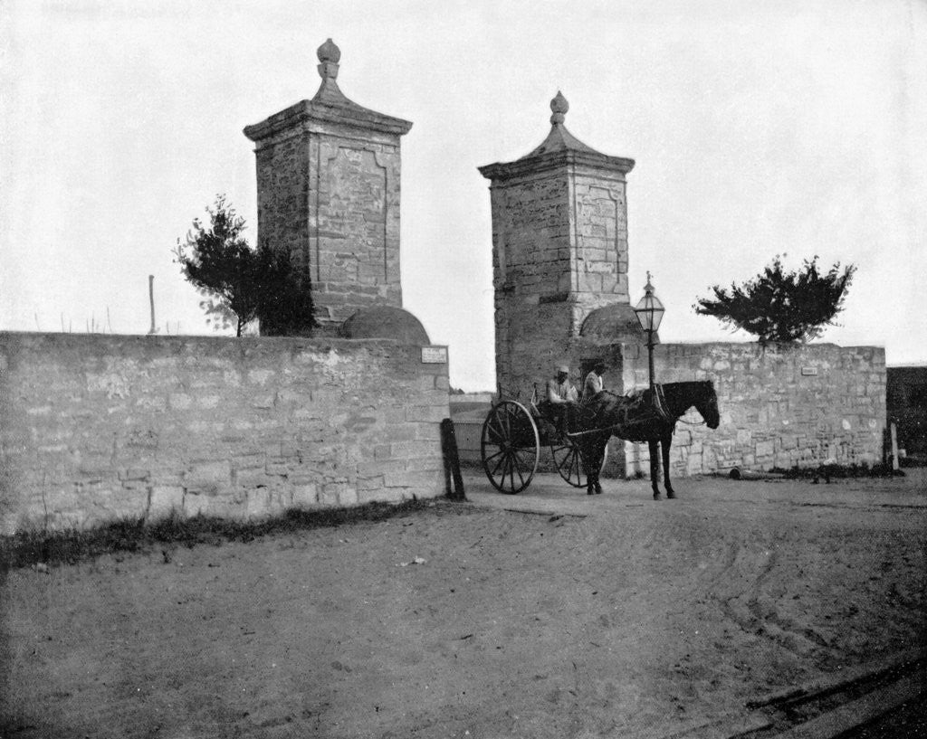 Detail of The Old City Gate, St Augustine, Florida, USA by John L Stoddard