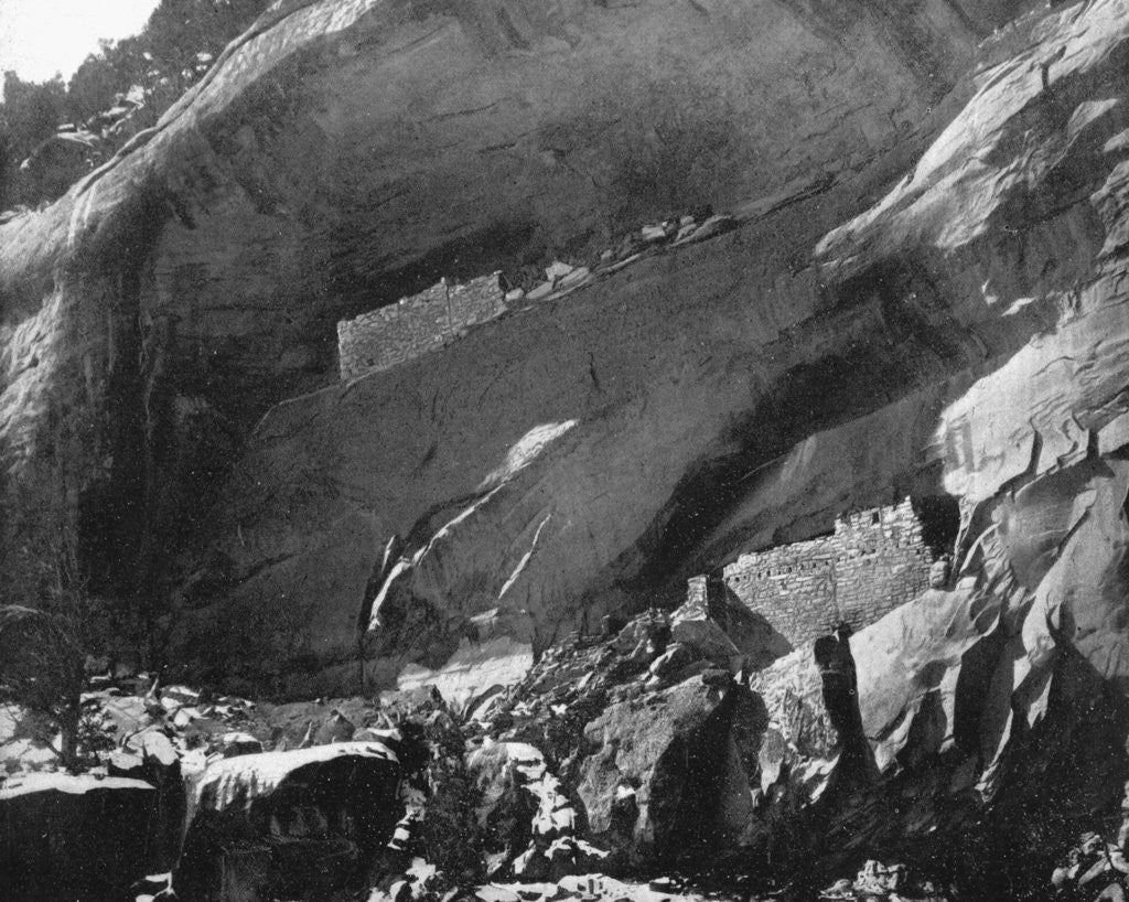 Detail of Cliff Dwellings, Mancos Canyon, Arizona, USA by John L Stoddard