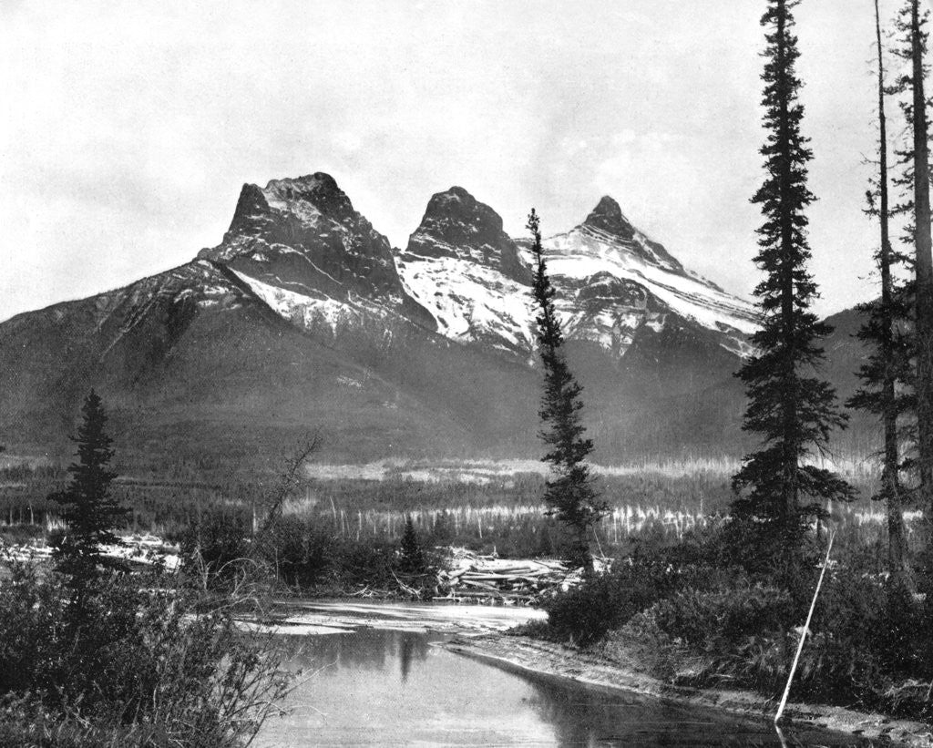 Detail of The Three Sisters, Canmore, Canadian Pacific Railway by John L Stoddard
