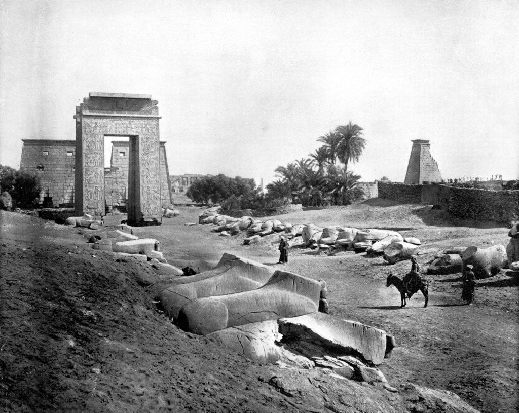 Detail of Avenue of Sphinxes, Karnak, Egypt by John L Stoddard