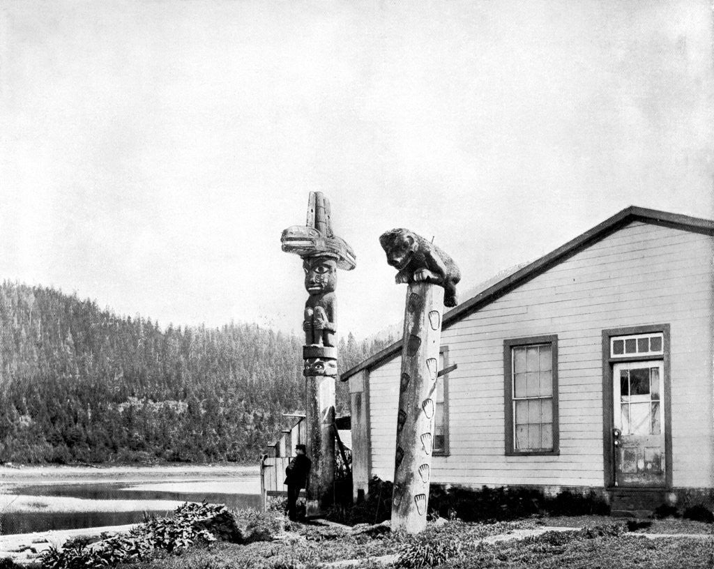 Detail of Totem Poles, Alaska, USA by John L Stoddard