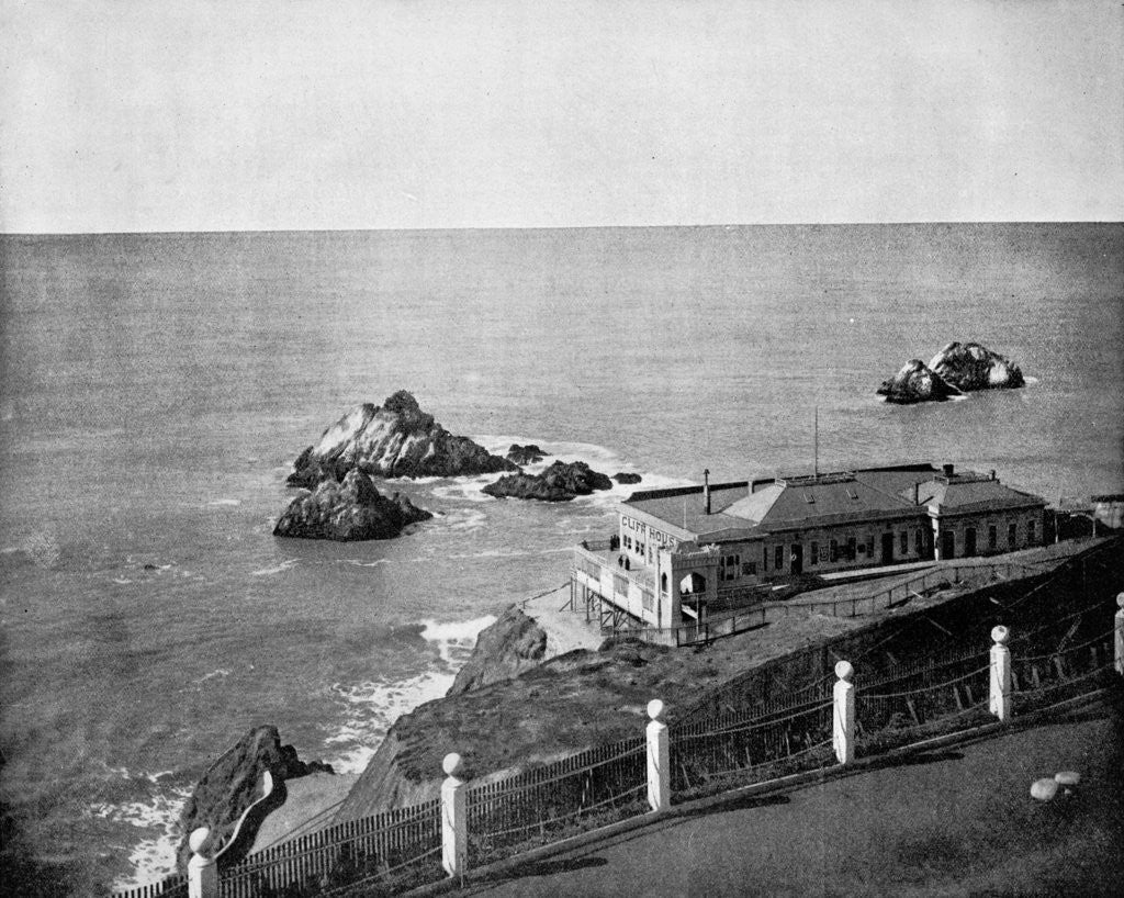 Detail of Cliff House and Seal Rocks, Golden Gate, California, USA by John L Stoddard