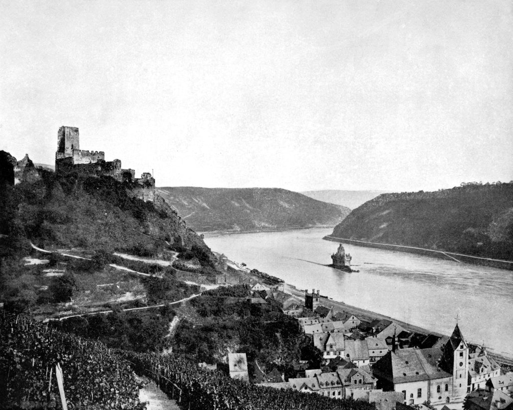 Detail of The Rhine, Gutenfels, and the Pfalz, Germany by John L Stoddard