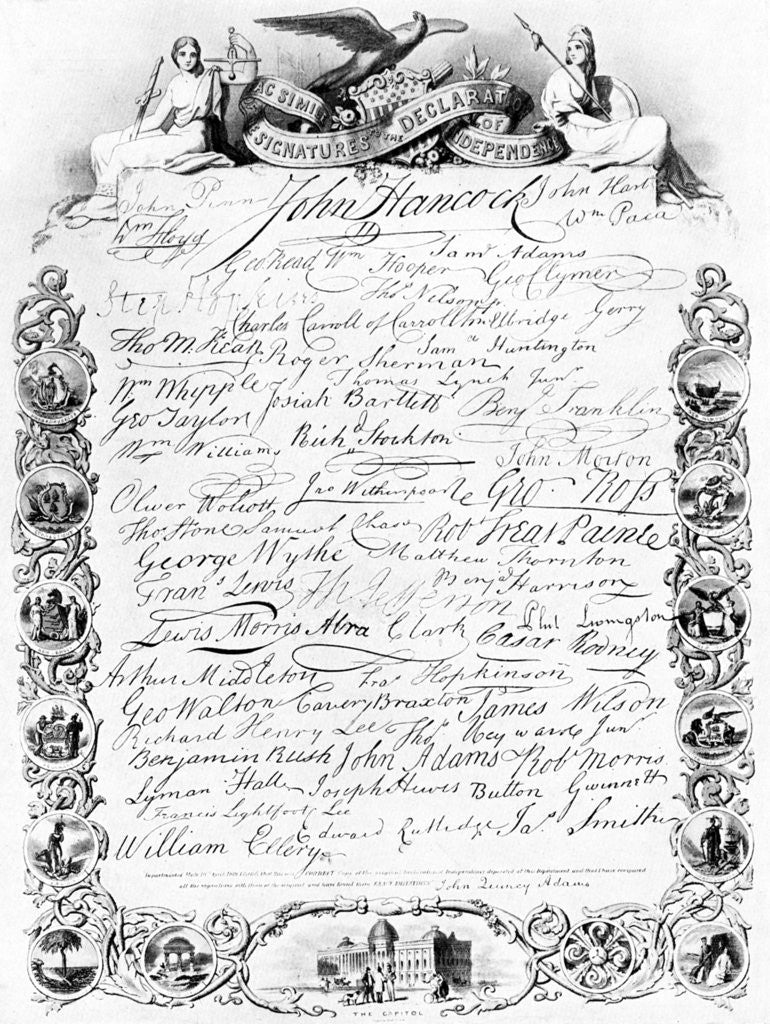 Detail of The signatures to the American Declaration of Independence by Anonymous