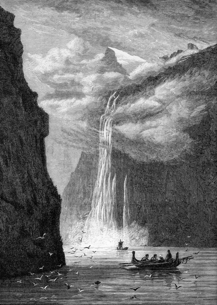 Detail of Geiranger fjord, with the Seven Sisters Fall, Norway by Anonymous
