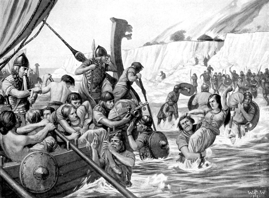 Detail of Saxon raiders by Richard Caton Woodville II