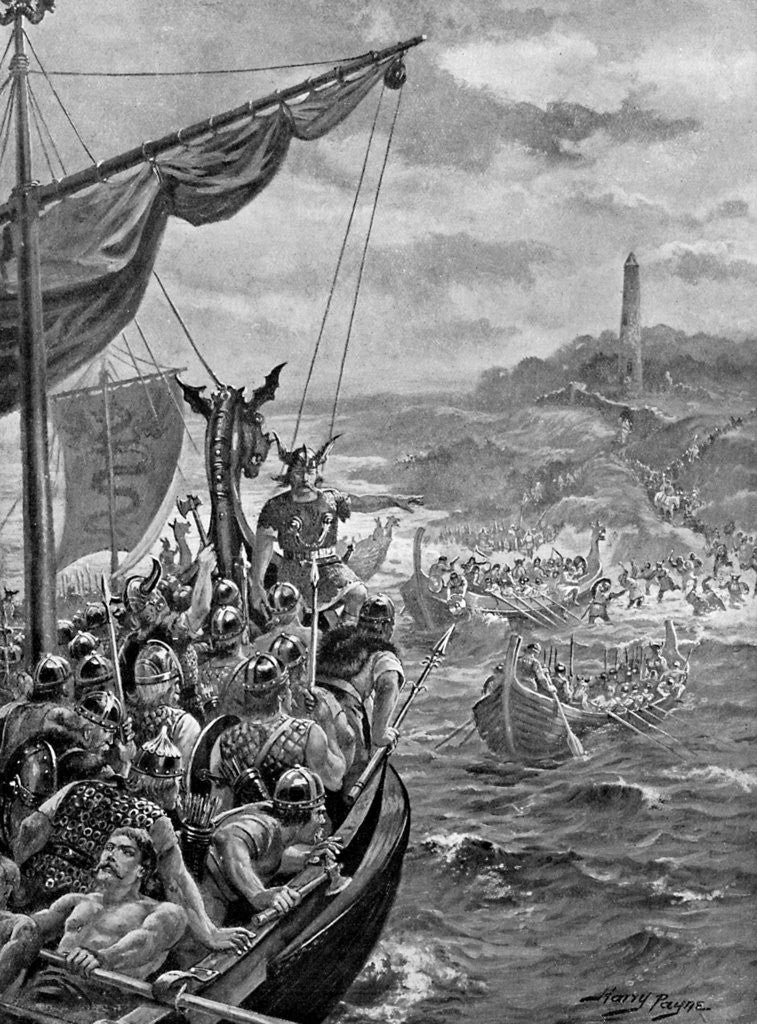 Detail of An attack of the Danes on Ireland, 9th century AD by Henry Payne