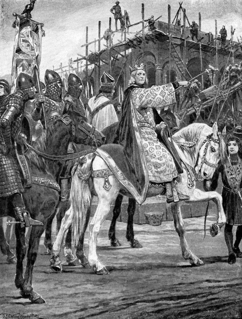 Detail of Edward the Confessor watching the building of Westminster Abbey by Richard Caton Woodville II