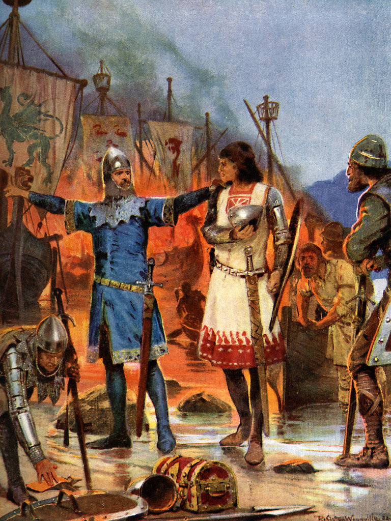 Detail of Fitz-Stephen Burns his Boats, 1169 AD by Richard Caton Woodville II