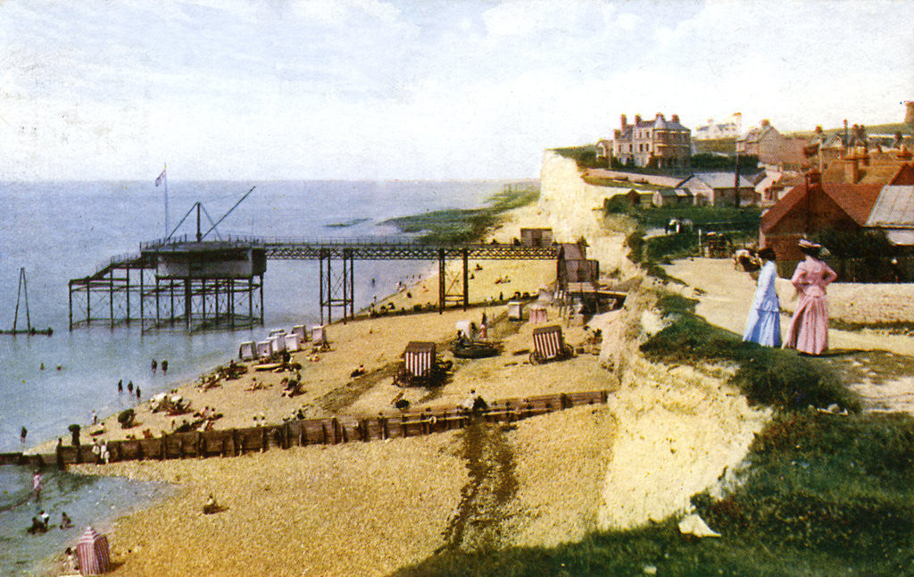 Detail of Rottingdean beach, East Sussex, looking west, c1900s-1920s by Anonymous