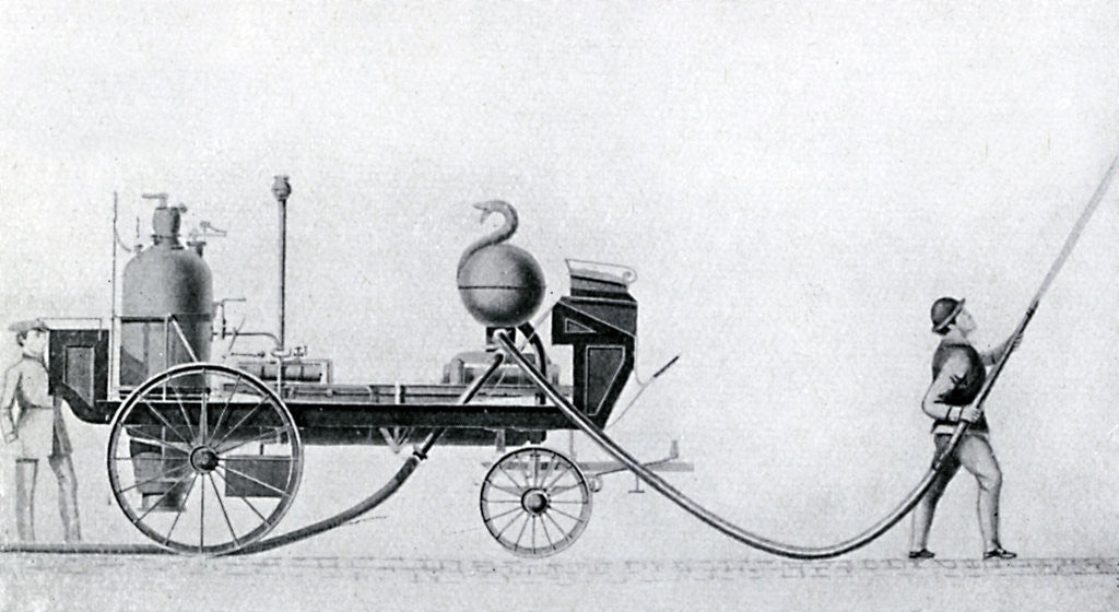 Detail of The first steam fire engine by Anonymous