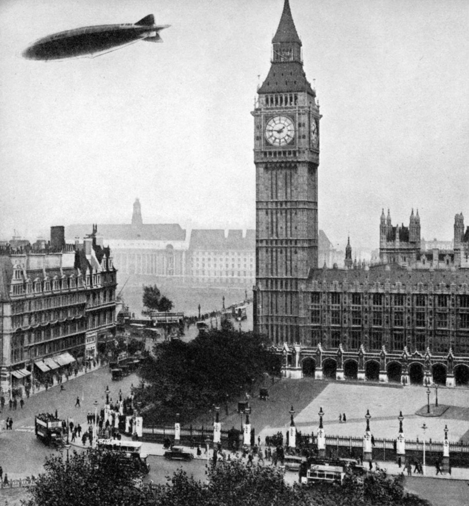 Detail of The R101 passing over the House of Commons by Anonymous
