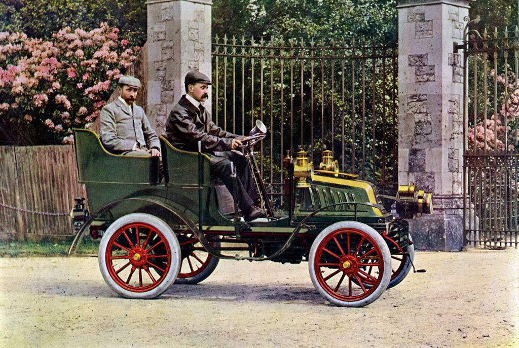 Detail of Two Edwardian gentlemen sitting in a motor car by John Swan & Son