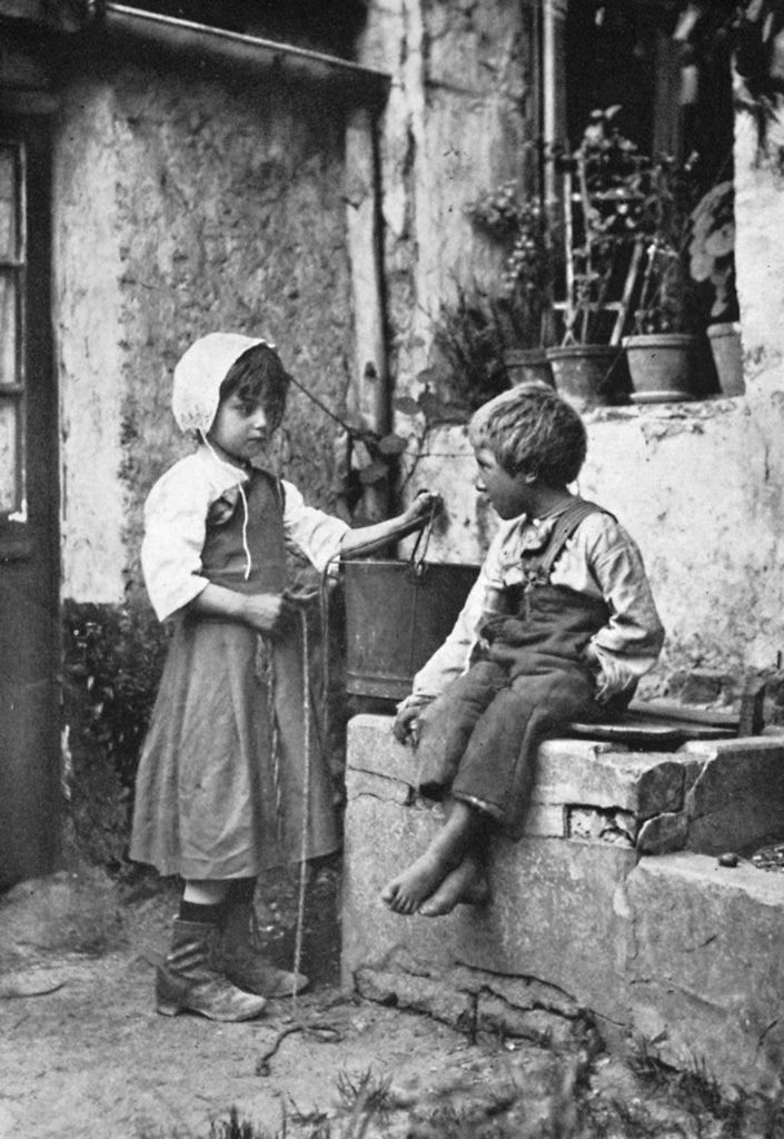 Detail of Two children in a backyard by Constance Ellis