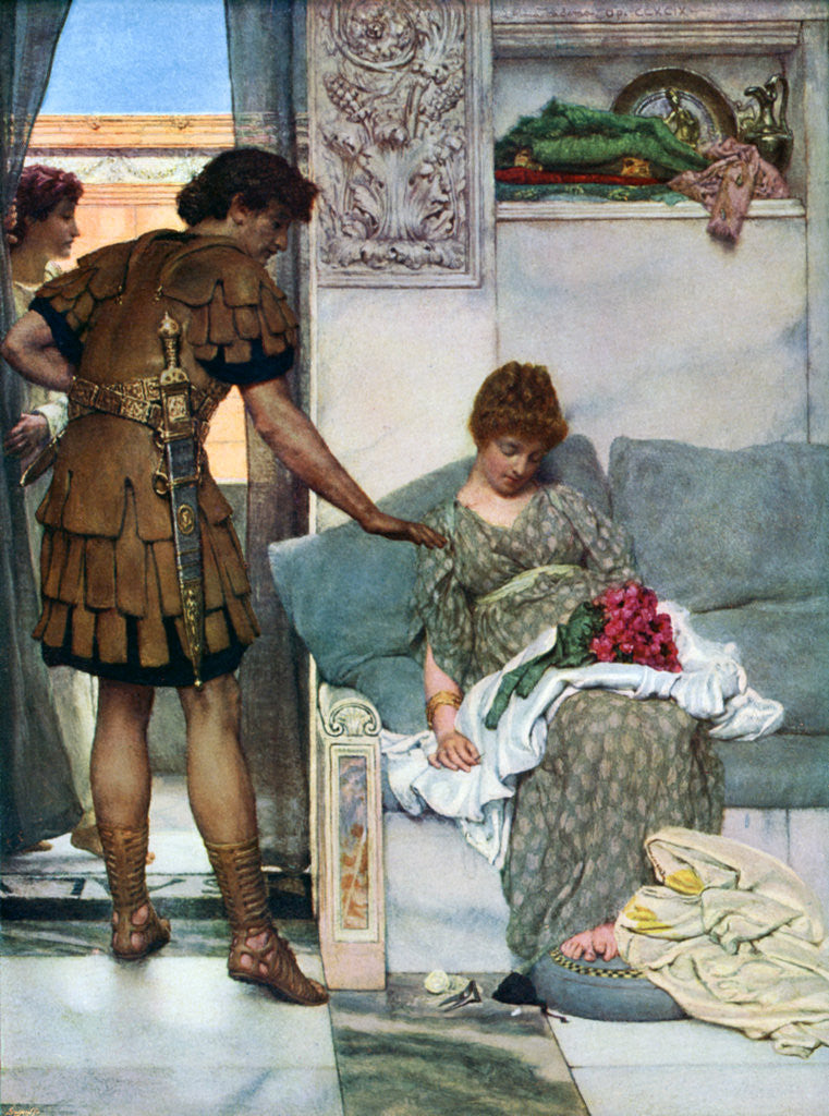 Detail of A Silent Greeting by Sir Lawrence Alma-Tadema
