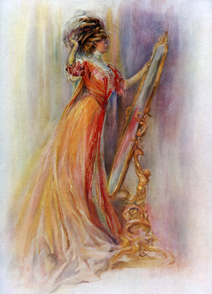 Detail of Woman admiring herself in a mirror by Hubner & Wilson