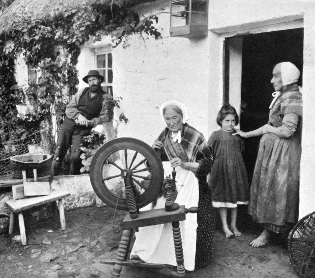 Detail of Spinning wool yarn, Cliffony, Sligo by R Welch