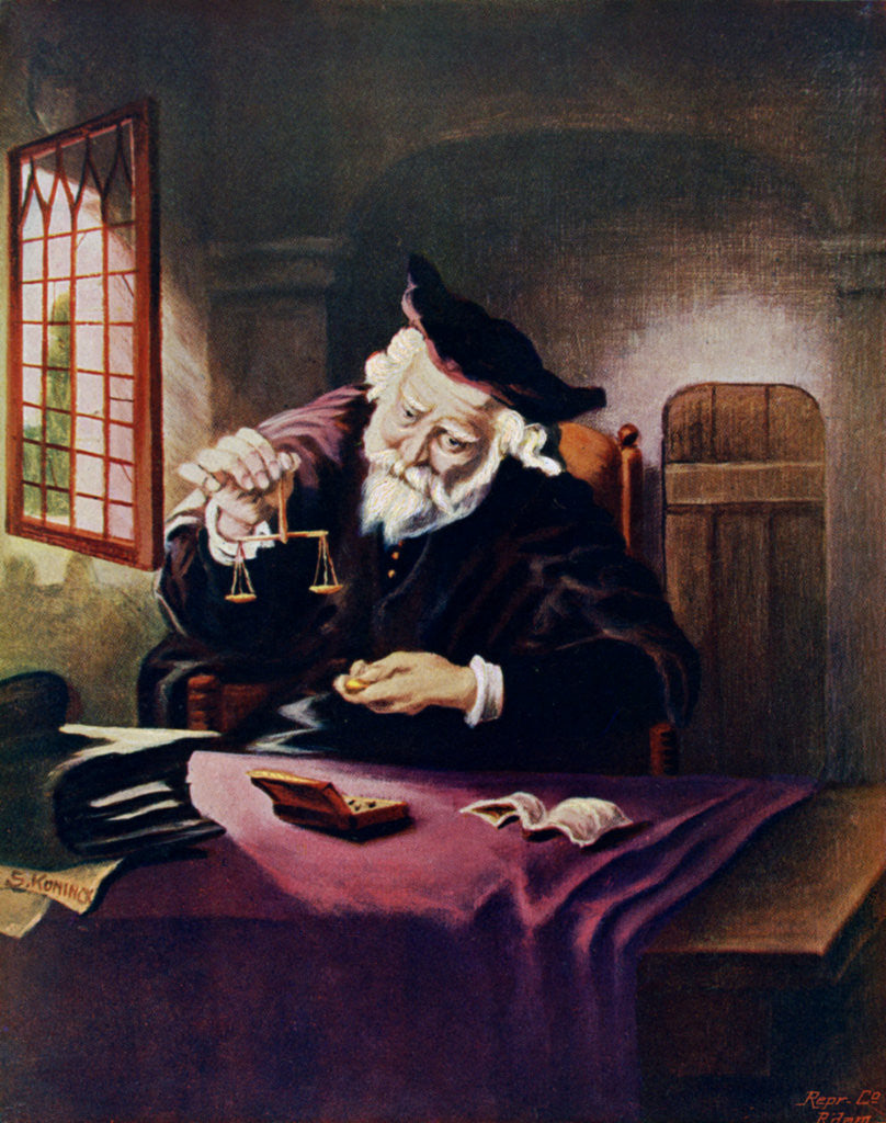 Detail of The Gold Weigher by Saloman Koninck